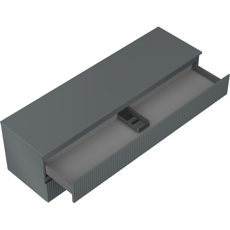 Mexen Rivel bathroom cabinet 160 cm with countertop, 2 drawers, fluted, matte graphite - 91A20-16047-2-BFFC66