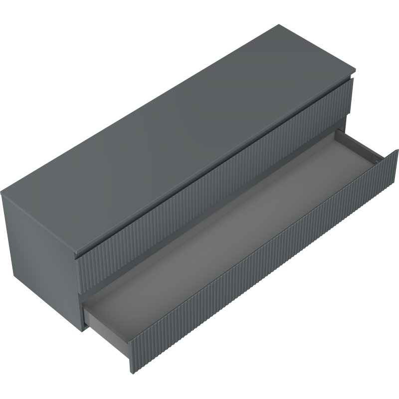 Mexen Rivel Badezimmerschrank 160 cm mit Waschbeckenplatte, 2 Schubladen, gerillt, Graphit matt - 91A20-16047-2-BFFC66