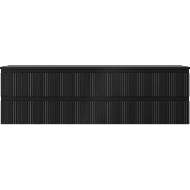 Mexen Rivel badrumsskåp under handfat 160 cm med bänkskiva, 2 lådor, räfflad, svart matt - 91A20-16047-2-BFFC71