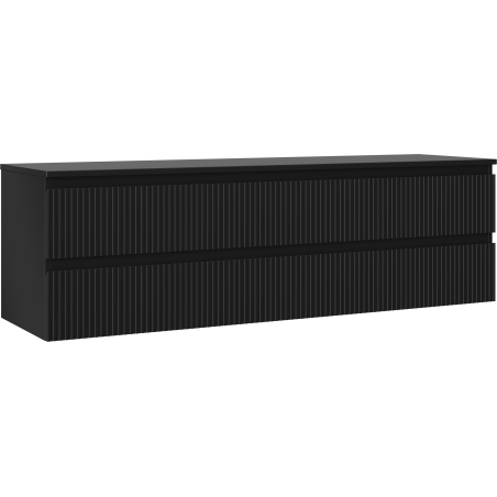 Mexen Rivel badrumsskåp under handfat 160 cm med bänkskiva, 2 lådor, räfflad, svart matt - 91A20-16047-2-BFFC71