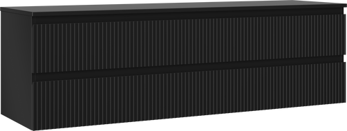 Mexen Rivel badkamerkastje voor wastafel 160 cm met blad, 2 lades, gegroefd, zwart mat - 91A20-16047-2-BFFC71