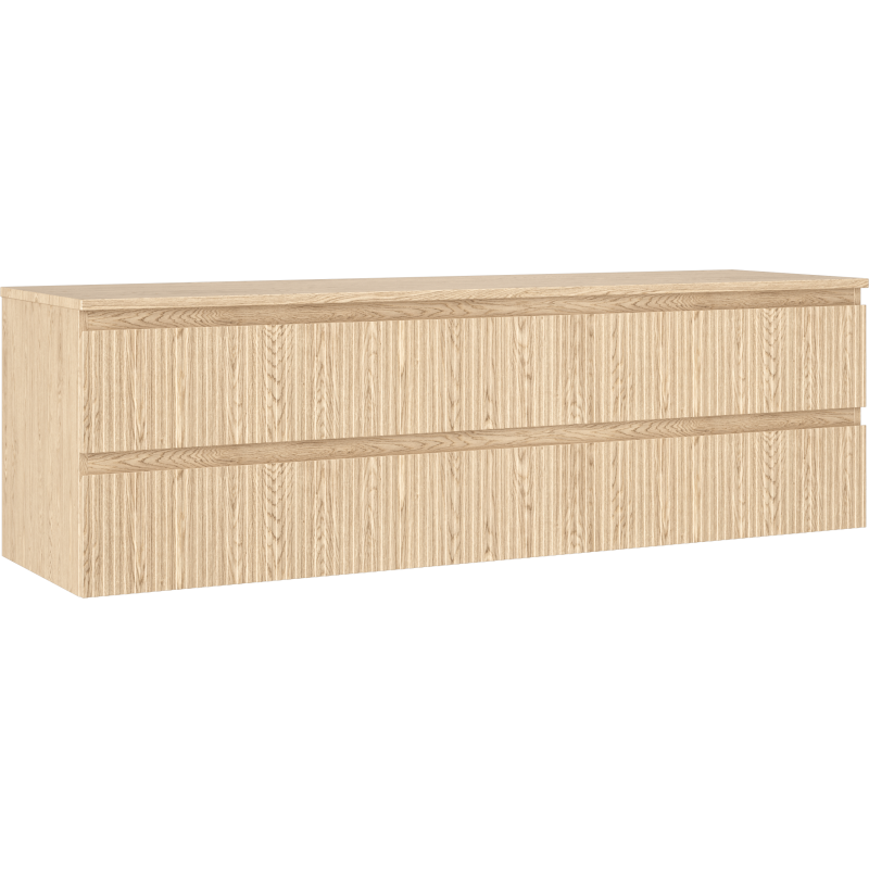Mexen Rivel Badezimmerschrank für Waschtisch 160 cm mit Arbeitsplatte, 2 Schubladen, geriffelt, Eiche - 91A20-16047-2-BFFC81