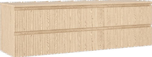 Mexen Rivel badkamerkast onder wastafel 160 cm met blad, 2 laden, geribbeld, eik - 91A20-16047-2-BFFC81