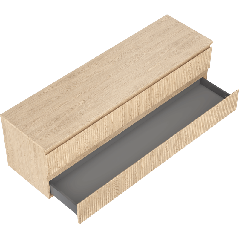 Mexen Rivel mueble de baño bajo lavabo de 160 cm con encimera, 2 cajones, ranurado, roble - 91A20-16047-2-BFFC81