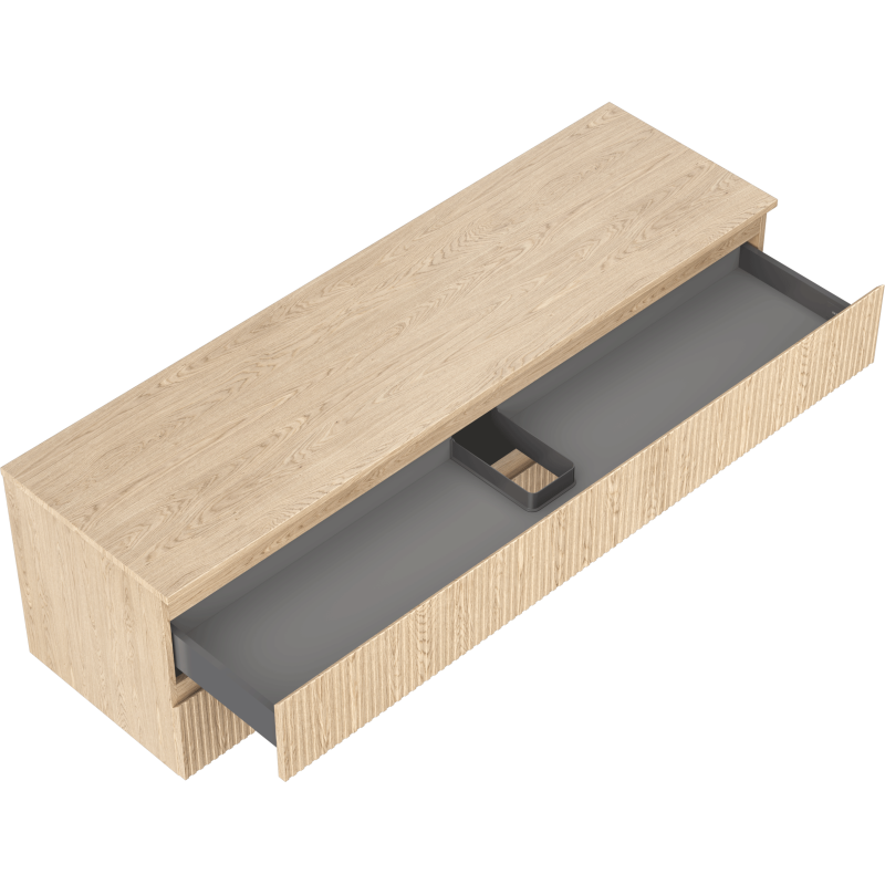 Mexen Rivel badkamerkast onder de wastafel 160 cm met blad, 2 laden, geribbeld, eiken - 91A20-16047-2-BFFC81