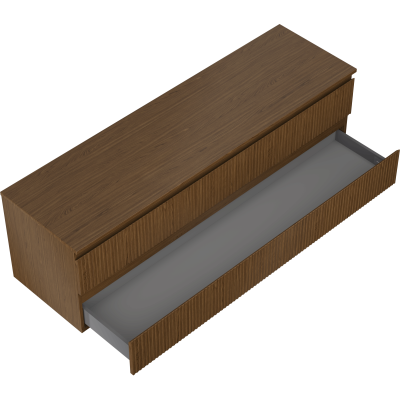 Mexen Rivel badkamerkast onder wastafel 160 cm met blad, 2 laden, gegroefd, noten - 91A20-16047-2-BFFC86