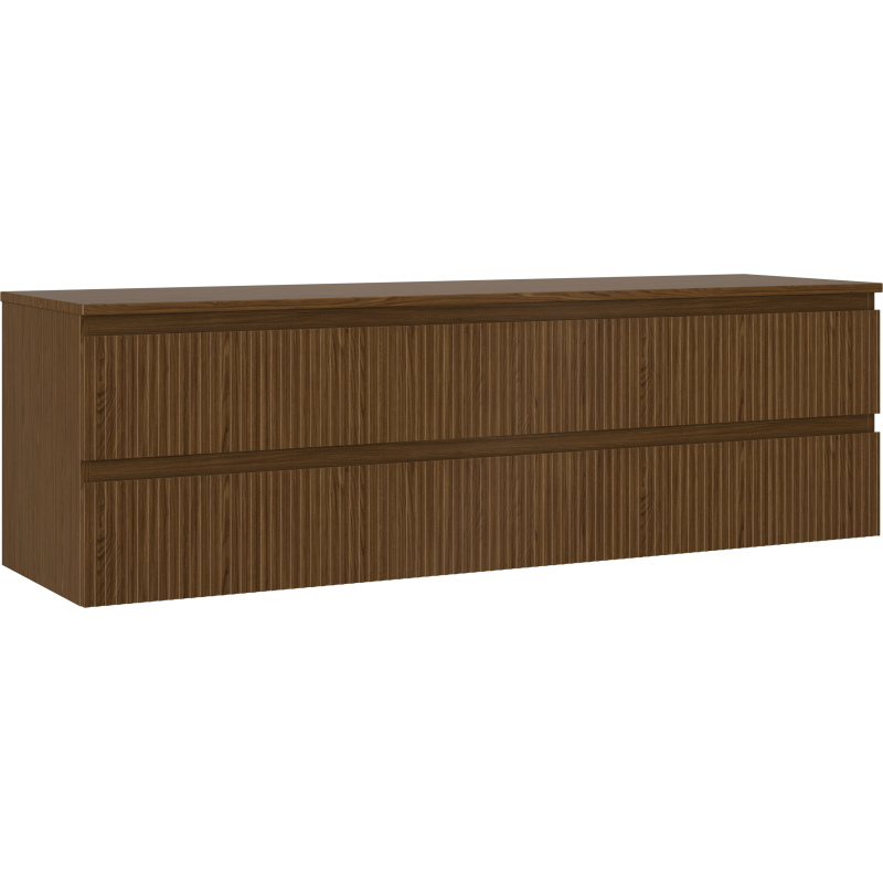 Mexen Rivel badkamerkast onder wastafel 160 cm met blad, 2 laden, gegroefd, walnoot - 91A20-16047-2-BFFC86