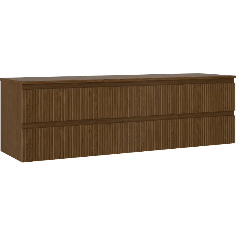 Mexen Rivel meuble de salle de bain sous lavabo 160 cm avec plateau, 2 tiroirs, rainuré, noyer - 91A20-16047-2-BFFC86