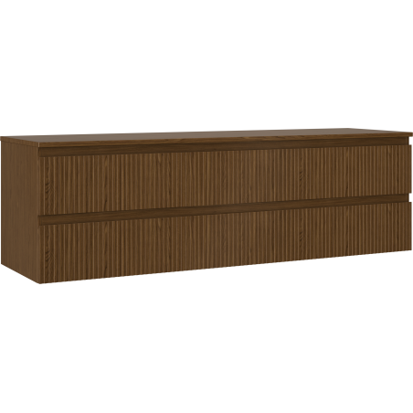 Mexen Rivel bathroom cabinet under-sink 160 cm with countertop, 2 drawers, grooved, walnut - 91A20-16047-2-BFFC86