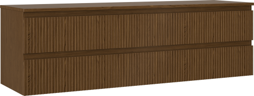 Mexen Rivel 160 cm Bathroom Cabinet with Countertop, 2 Drawers, Grooved, Walnut - 91A20-16047-2-BFFC86