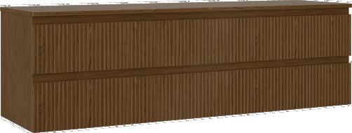 Mexen Rivel badkamerkast onder wastafel 160 cm met blad, 2 laden, gegroefd, walnoot - 91A20-16047-2-BFFC86