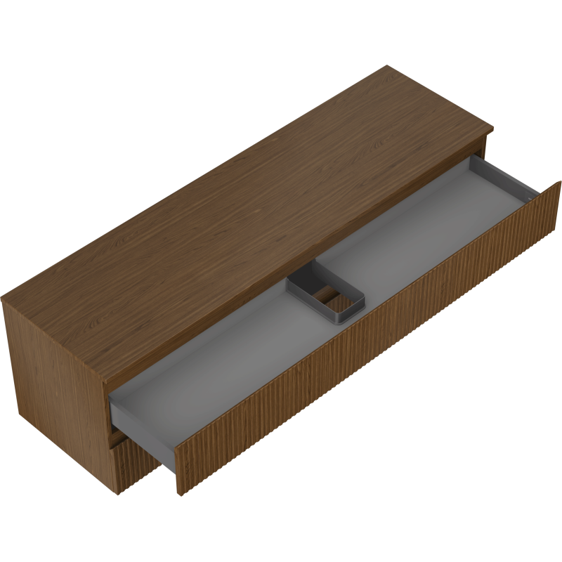 Mexen Rivel badkamerkast onder wastafel 160 cm met blad, 2 laden, gegroefd, noten - 91A20-16047-2-BFFC86