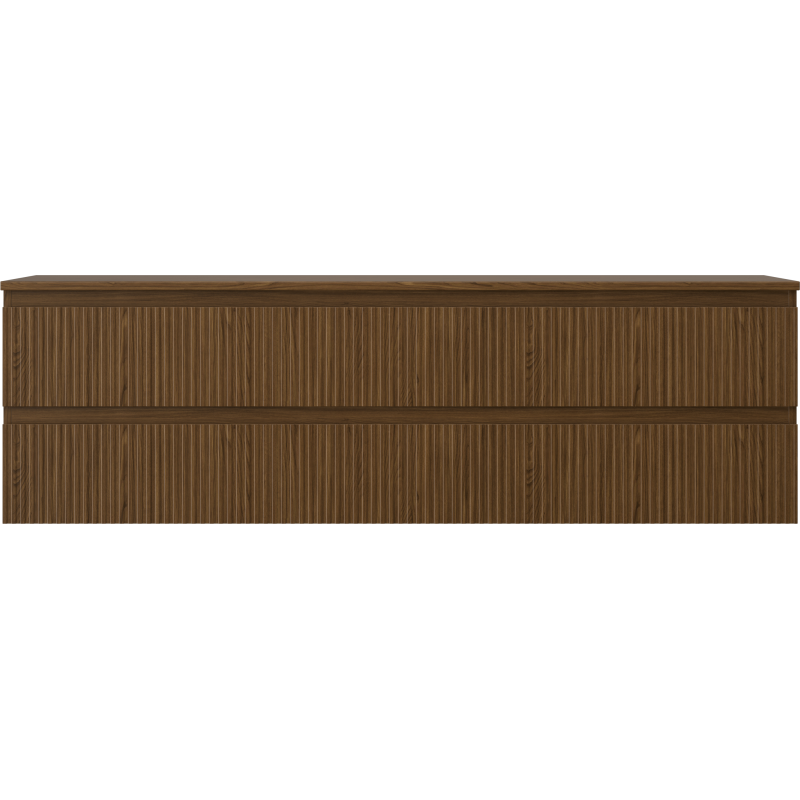 Mexen Rivel Badezimmerunterschrank 160 cm mit Platte, 2 Schubladen, geriffelt, Nuss - 91A20-16047-2-BFFC86