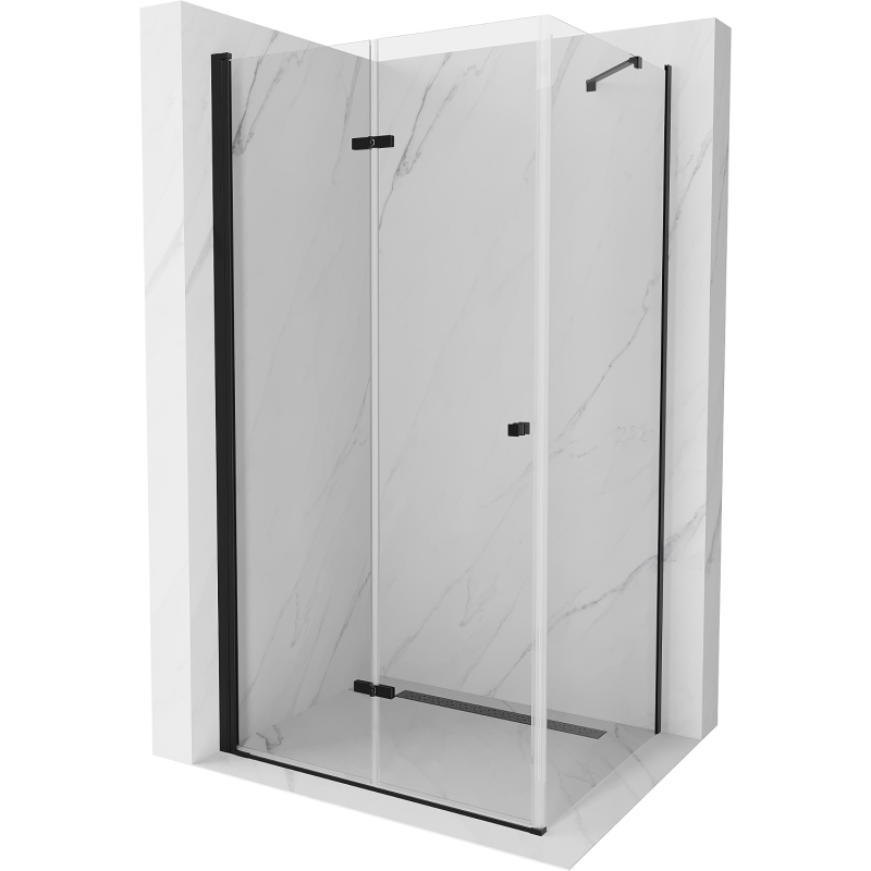 Mexen Lima inklapbare douchecabine 80 x 90 cm, transparant, zwart - 856-080-090-70-00