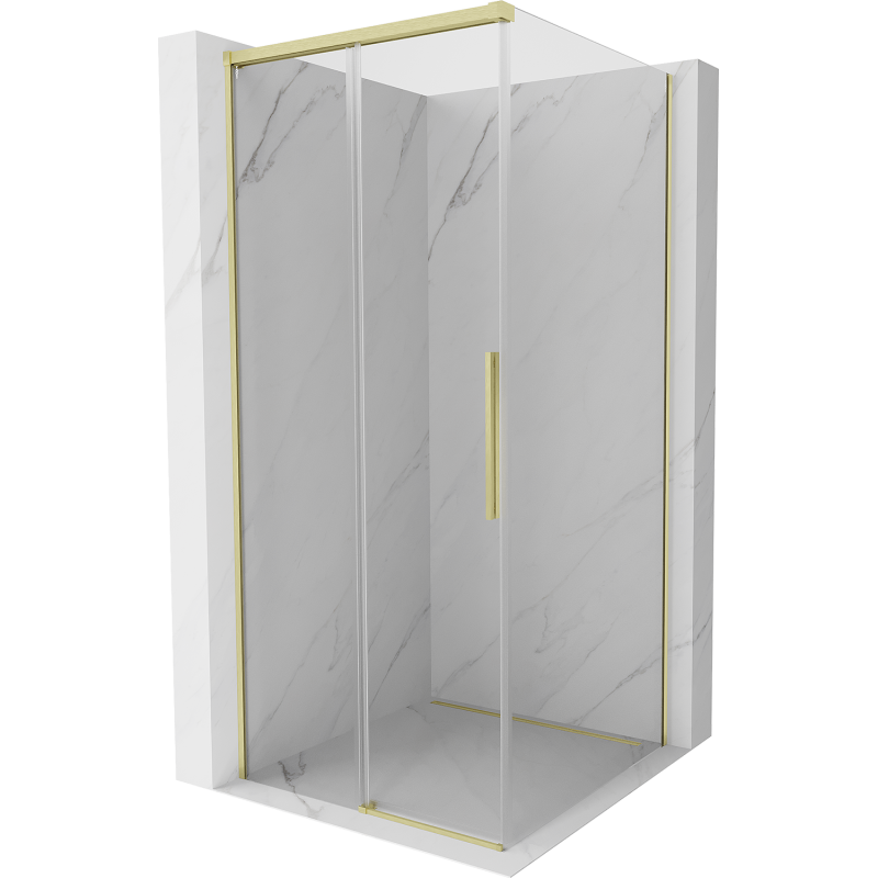 Mexen Rox sliding shower enclosure 100 x 100 cm, transparent, brushed gold - 8C2-100-100-55-00