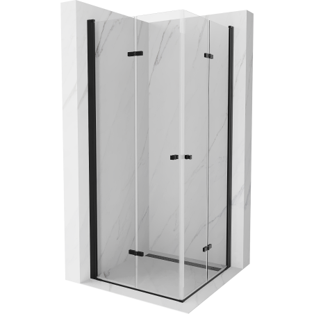 Mexen Lima Duo volditav dušinurk 70 x 70 cm, läbipaistev, must - 856-070-070-70-00-02