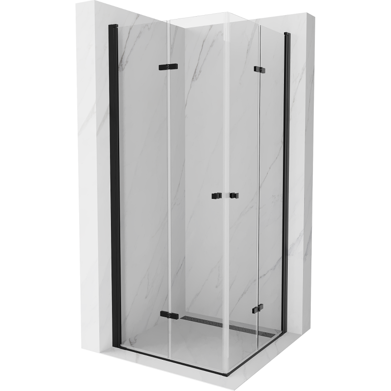 Mexen Lima Duo cabine de douche pliante 90 x 90 cm, transparent, noir - 856-090-090-70-00-02