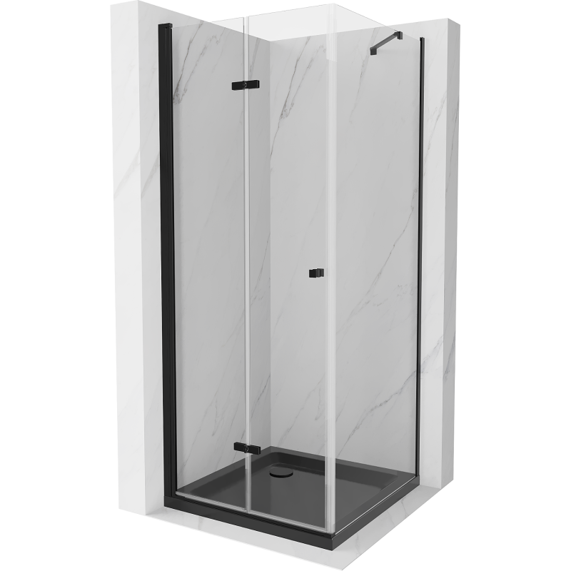 Mexen Lima cabine de douche pliante 90 x 90 cm, transparent, noir + receveur Flat, noir - 856-090-090-70-00-4070B