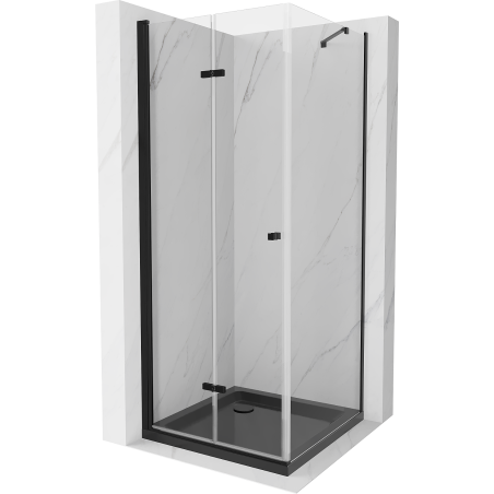 Mexen Lima cabine de douche pliante 90 x 90 cm, transparent, noir + receveur Flat, noir - 856-090-090-70-00-4070B