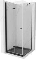 Mexen Lima opvouwbare douchecabine 90 x 90 cm, transparant, zwart + Flat douchebak, zwart - 856-090-090-70-00-4070B