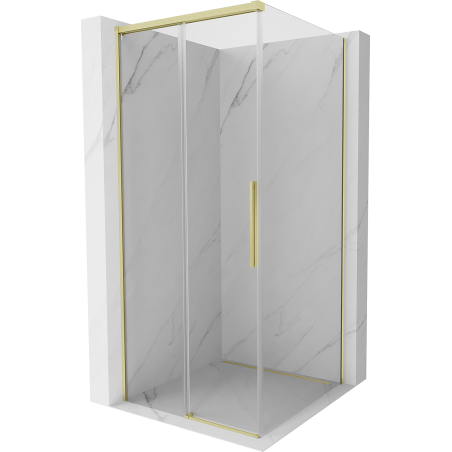 Mexen Rox sliding shower enclosure 110 x 110 cm, transparent, brushed gold - 8C2-110-110-55-00