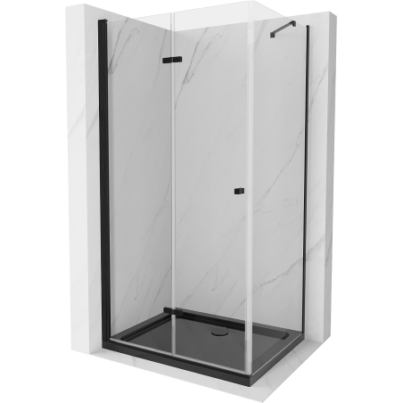 Mexen Lima opvouwbare douchecabine 90 x 100 cm, transparant, zwart + Flat douchebak, zwart - 856-090-100-70-00-4070B