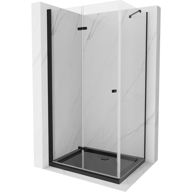 Mexen Lima kabina prysznicowa składana 100 x 80 cm, transparent, czarna + brodzik Flat, czarny - 856-100-080-70-00-4070B