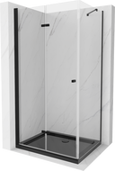 Mexen Lima opvouwbare douchecabine 100 x 80 cm, transparant, zwart + Flat douchebak, zwart - 856-100-080-70-00-4070B