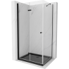 Mexen Lima faltbare Duschkabine 100 x 90 cm, transparent, schwarz + Duschwanne Flat, schwarz - 856-100-090-70-00-4070B
