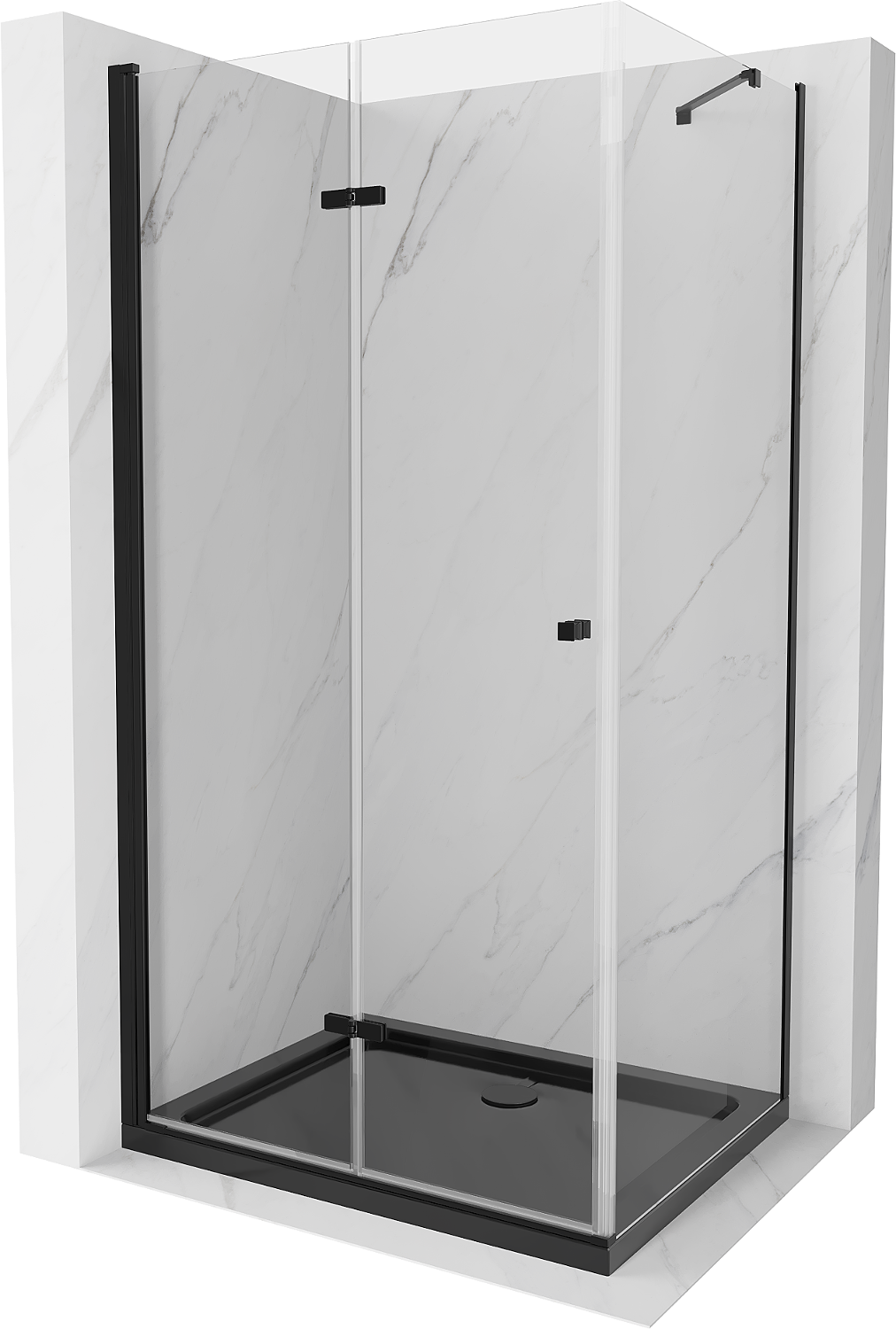 Mexen Lima kabina prysznicowa składana 100 x 90 cm, transparent, czarna + brodzik Flat, czarny - 856-100-090-70-00-4070B
