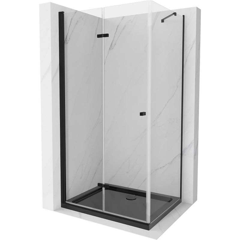 Mexen Lima folding shower cabin 80 x 120 cm, transparent, black + Flat shower tray, black - 856-080-120-70-00-4070B