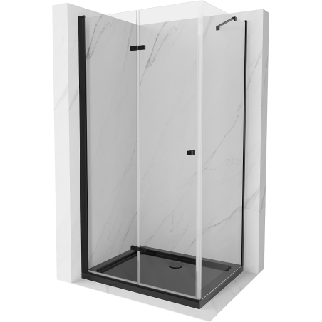 Mexen Lima cabine de douche pliante 90 x 120 cm, transparente, noire + receveur de douche Flat, noir - 856-090-120-70-00-4070B