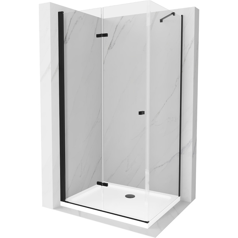 Mexen Lima kokkuvolditav dušinurk 70 x 80 cm, läbipaistev, must + Flat dušialus, valge - 856-070-080-70-00-4010B