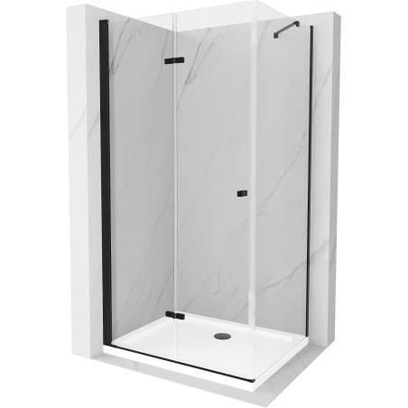 Mexen Lima kabina prysznicowa składana 70 x 90 cm, transparent, czarna + brodzik Flat, biały - 856-070-090-70-00-4010B