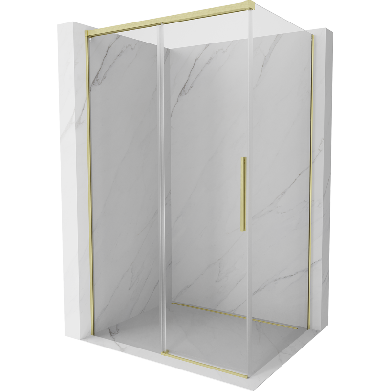 Mexen Rox cabina doccia scorrevole 135 x 120 cm, trasparente, oro spazzolato - 8C2-135-120-55-00