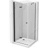 Mexen Lima cabina de duche dobrável 80 x 80 cm, transparente, preta + base de duche Flat, branca - 856-080-080-70-00-4010B