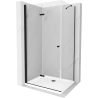 Mexen Lima folding shower enclosure 80 x 90 cm, transparent, black + Flat shower tray, white - 856-080-090-70-00-4010B
