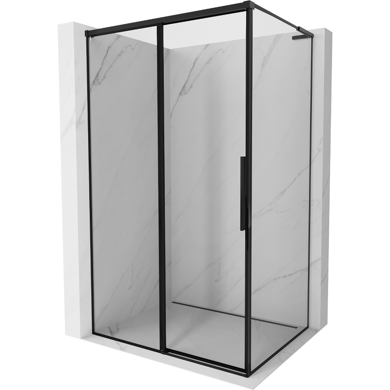 Mexen Rox L Duschkabine, links verschiebbar, 100 x 80 cm, schwarzer Rahmen, schwarz - 8C2L-100-080-70-70-L