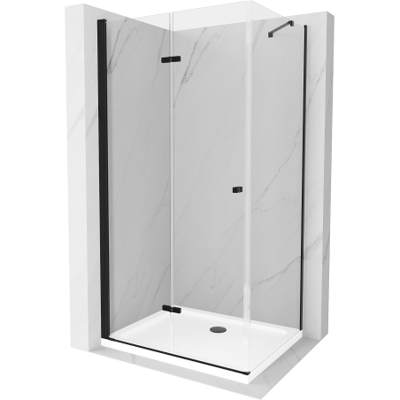 Mexen Lima opvouwbare douchecabine 90 x 70 cm, transparant, zwart + Flat douchebak, wit - 856-090-070-70-00-4010B