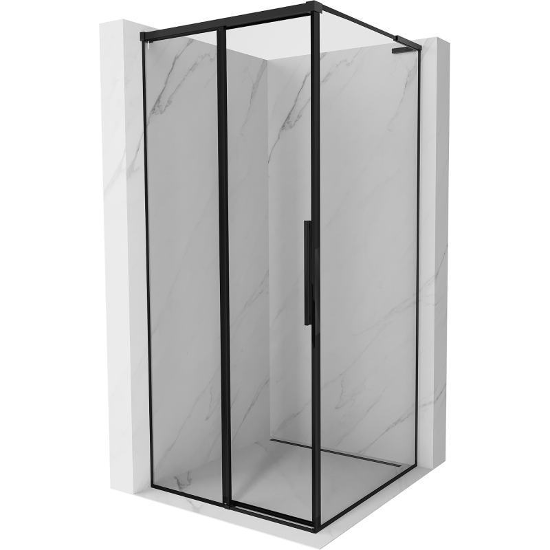 Mexen Rox L left sliding shower cabin 90 x 90 cm, black frame, black - 8C2L-090-090-70-70-L
