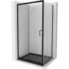 Cabine de douche coulissante Mexen Apia 140 x 90 cm, transparente, noire + receveur Plat, noir - 840-140-090-70-00-4070B