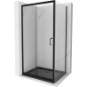 Mexen Apia schuifbare douchecabine 120 x 70 cm, transparant, zwart + Flat douchebak, zwart - 840-120-070-70-00-4070B