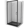 Mexen Apia kabina prysznicowa rozsuwana 110 x 100 cm, transparent, czarna + brodzik Flat, czarny - 840-110-100-70-00-4070B
