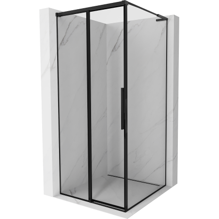 Mexen Rox L Duschkabine, linksseitig verschiebbar, 110 x 110 cm, schwarzer Rahmen, schwarz - 8C2L-110-110-70-70-L