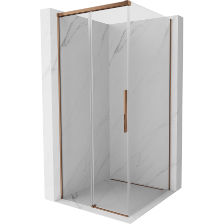 Mexen Rox sliding shower enclosure 90 x 90 cm, transparent, rose gold - 8C2-090-090-60-00