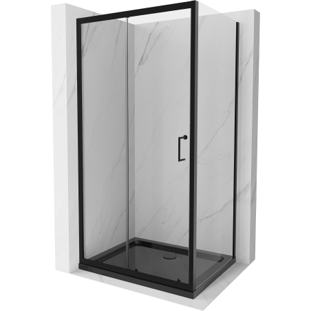 Mexen Apia cabine de douche coulissante 90 x 70 cm, transparent, noir + receveur plat, noir - 840-090-070-70-00-4070B