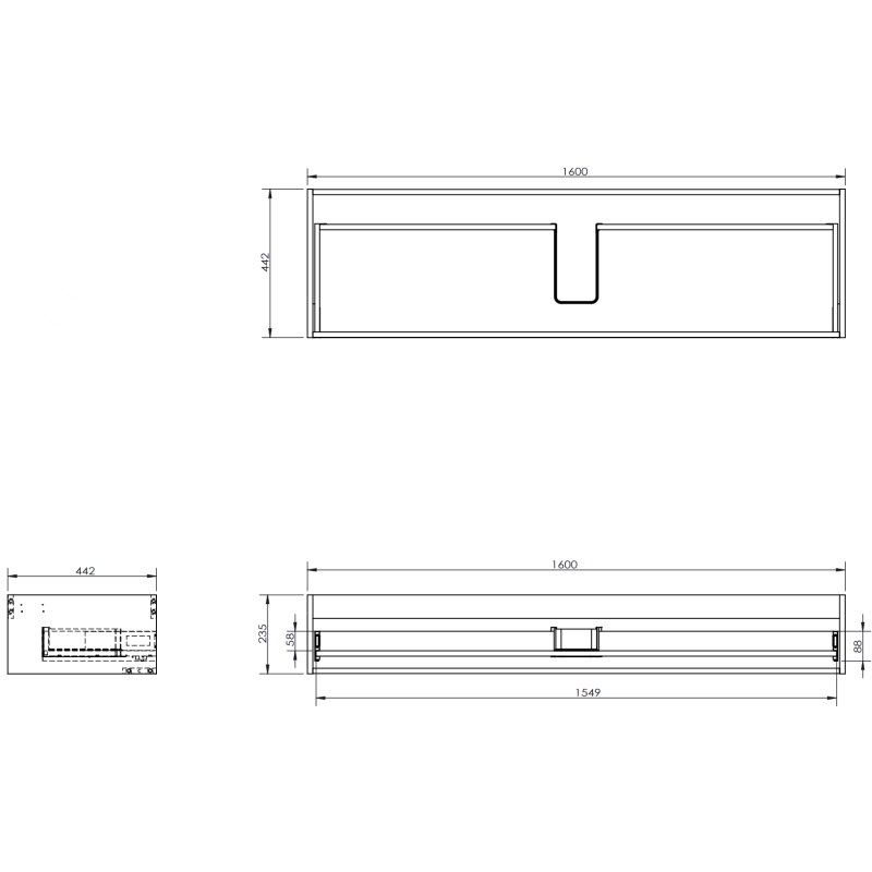 Mexen Orio armadietto da bagno 160 cm con lavabo Otis, 1 cassetto, nero opaco - 91A10-16023-1-BF71-W18M71