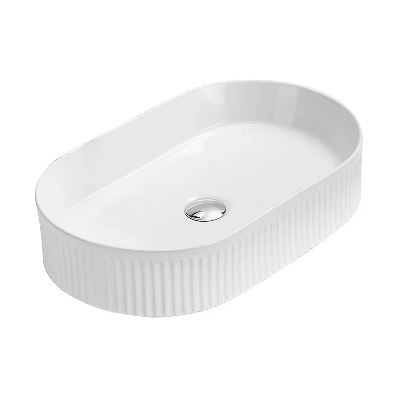 Mexen Grovo lavabo da appoggio scanalato 57 x 36 cm, bianco - 22305700