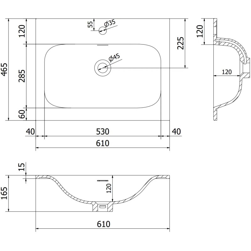 Mexen Orio mueble de baño 60 cm con lavabo Vela, 1 cajón, grafito mate/blanco mate - 91A10-06023-1-BF66-W23M01