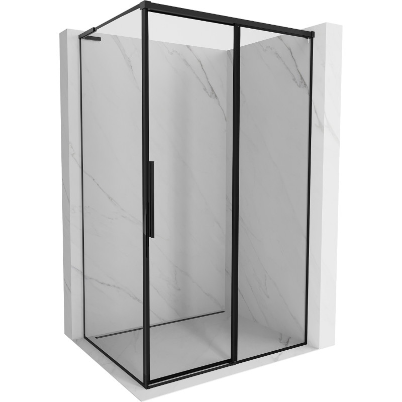 Mexen Rox L liuguksega dušinurk parem 110 x 75 cm, must raam, must - 8C2L-110-075-70-70-P